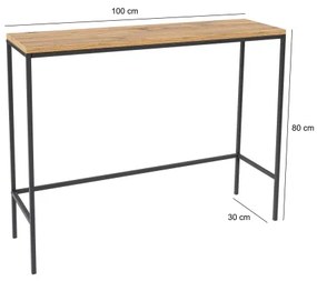 Masă consolă CANVAS 80x100 cm pin atlantic/negru