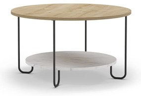 Măsuță de cafea în culoare naturală rotundă cu blat cu aspect de lemn de stejar ø 80 cm Tonka – Marckeric