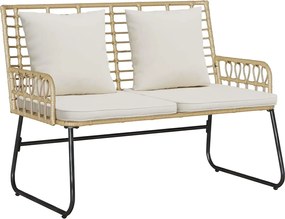 vidaXL Bancă de grădină Maro și Crem poliratan