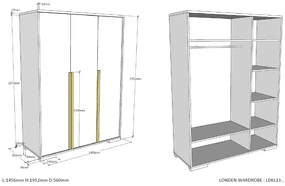 Această combinație LONDON în culoarea antracit constă dintr-un pat (90x200) cu noptieră, dulap cu 3 uși și birou.