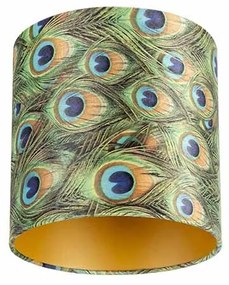 Abajur din catifea cu design de păun 25/25/25 cu interior auriu