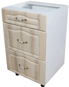 Corp inferior 50 cu 3 sertare metalice pentru greutate Zebra MDF sonoma mustata