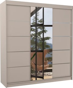 Dulap cu uși glisante BERGEN – cu oglindă – 200x58x215 cm – Cașmir