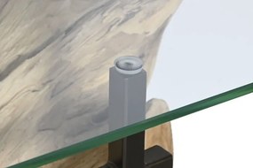 Consolă unicat din rădăcină de lemn masiv de tec, cu blat din sticlă și structură metalică, „Roots”