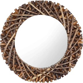 vidaXL Oglindă de perete, 60 cm, tec, rotund