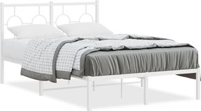 vidaXL Cadru de pat metalic cu tăblie, alb, 120x200 cm