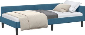 vidaXL Cadru de pat colțar albastru 100 cm x 200 cm Catifea