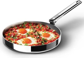 Tigaie adâncă Joseph Joseph Space 1000025, 24 cm, mâner rabatabil, oțel inoxidabil, cuptor până la 232 °C, inducție, inox