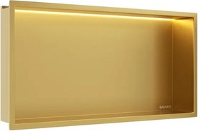 Raft incastrat dreptunghiular Balneo Wall-Box One LED cu rama 60x30x10 cm auriu lucios
