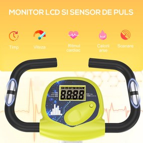 HOMCOM Cyclette Magnetică Pliabilă, Reglabilă pe Înălțime și Intensitate, Antrenament Cardio, Galbenă | Aosom Romania