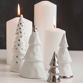 Set de portelan WINTER FOREST in culoare argintie, 4 buc.