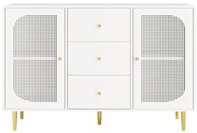 Bufet de sufragerie din ratan cu sertare, Alb | Aosom Romania