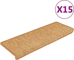 vidaXL Covorașe scări autoadezive, 15 buc. aspect sisal, 65x21x4cm sisal