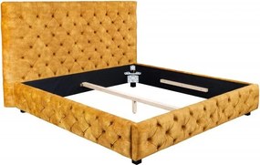 Pat dublu tapitat design modern Paris 160x200cm, galben mustar