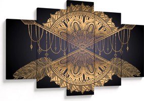 Tablou - Mandala aurie cu săgeți (150x105 cm)