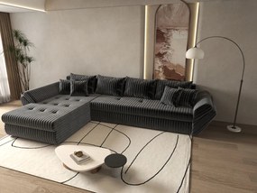 Colțar extensibil dumonde cu ladă de depozitare si sezut confortabil din spuma high-density, Loana XL Ambience Gri 335x185 cm