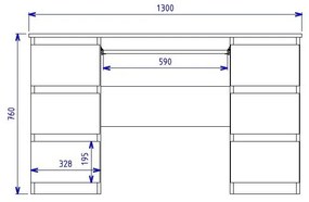 BIM501 - Masa de Birou 130 cm, office - Sonoma, Stejar si Gri