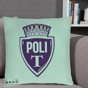 Perna Personalizata Poli Timisoara Fotbal, 40x40 cm, Verde Menta, Husa Detasabila, Perna Inclusa, BEKZ®