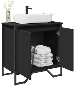 vidaXL Dulap pentru chiuvetă baie, negru, 60x35x60 cm, lemn prelucrat