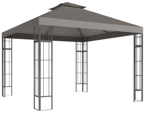 Outsunny Pavilion de grădină 3x3 m, Design cu acoperiș în două trepte, Protecție UV30+, Rezistent la UV, Protecție solară, Cadru metalic, Gri închis | Aosom Romania