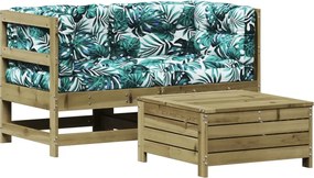 vidaXL Set mobilier de grădină cu perne, 3 piese, lemn de pin tratat