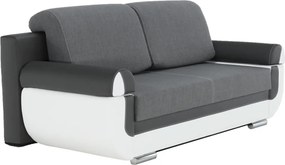 Canapea, piele ecologică alba+gri/material textil gri, KARDYN