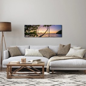 Tablou cu palmier pe plajă (cu ceas) (90x30 cm)