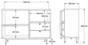 Comodă Rebutia 2 (Stejar + Alb) . 1102498