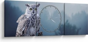 Tablou - Bufniță de zăpadă (cu ceas) (90x30 cm)