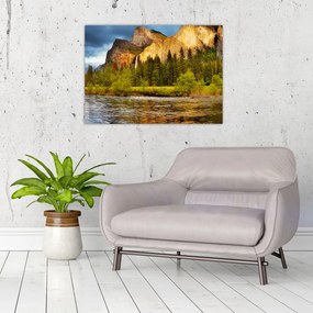 Tablou - Stânci lăngă lac (70x50 cm)