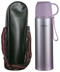 Termos cu husa Rosberg R52010FB, 0.5 l, Izolatie in vid cu strat dublu, Capac pentru pahar, Violet/Inox