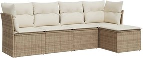 vidaXL Set canapele de grădină cu perne, 5 piese, bej, poliratan
