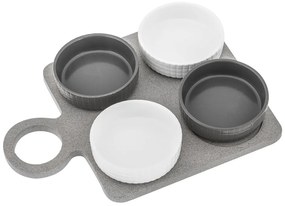 Set 4 boluri de servire și platou Villa Altachiara Yin&Yang, 29 x 21,5 cm