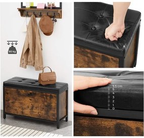 Banca De Pantofi, Vintage Maro Si Negru, 80 Cm