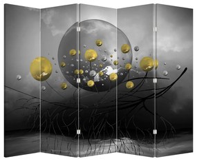 Paravan - Bile abstracte aurii (210x170 cm)