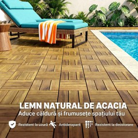 Outsunny Plăci Pardoseală, 10 bucăți, Exterior, 31x31 cm, Natural. | Aosom Romania