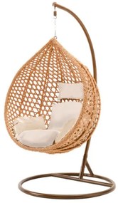 OFERTA Scaun balansoar suspendat maro deschis TROPIKAL cu suport, a doua calitate