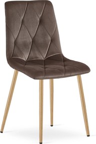 Set 4 Scaune Bucatarie/Dining Fido Picioare Finisaj Lemn , Catifea Maro Inchis