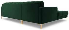 Colțar tapițat Bali, Verde/5 locuri/picioare gold/partea stângă/ L293 x l185 x h75