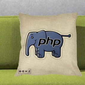 Perna Personalizata PHP Elephant, 40x40 cm, Crem, Husa Detasabila, Perna Inclusa, BEKZ®