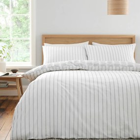 Lenjerie de pat gri din bumbac pentru pat dublu 200x200 cm Ashford Stripe – Bianca