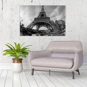 Tablou - Turnul Eiffel, alb-negru (90x60 cm)