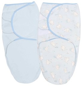 Set 2 sisteme de infasat reglabil din bumbac 0-3 luni Kidizi Elefun blue, 100% bumbac