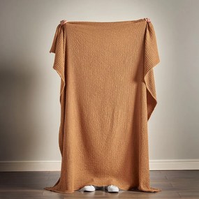 Pătură maro din bumbac 150x200 cm Jaipur Chunky Waffle – Pineapple Elephant