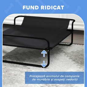 PawHut Pat Ridicat pentru Câini Mici și Medii, cu Suport Reglabil pentru Cap, Plasă Respirabilă pentru Exterior, 91x69x29 cm, Negru | Aosom Romania