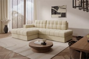 Colțar maro deschis extensibil cu tapițerie din catifea (cu colț pe partea stângă/cu șezlong) Blezalt – ELTAP