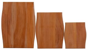 Mese laterale suprapuse, 3 buc., lemn masiv de mahon 3, Maro