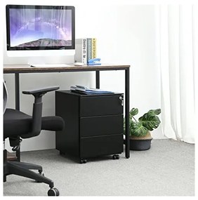 Dulap inchidere cu cheie, Songmics, 39 x 45 x 55 cm, 3 sertare, OFC63BK, Negru