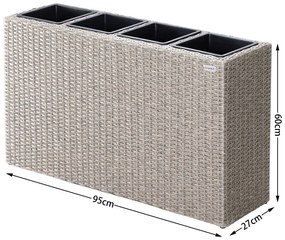 Deuba Ghiveci cu flori - 95 x 27 x 60 cm - crem