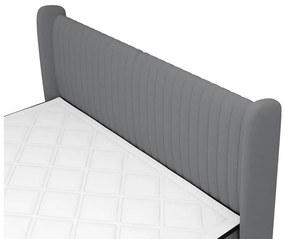 Pat matrimonial 140 cm Dalmo 140 (cu somieră) (cu sp. depozitare) (gri negru + negru). 1099686